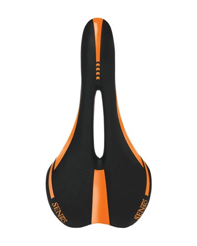Velo Sella Velo Senso 3274 con Foro, Modello Sport 3274, Nero/Arancio Fluo