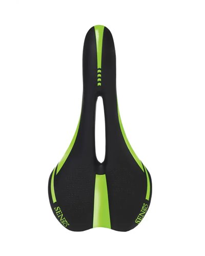 Velo Sella Velo Senso 3274 con Foro, Modello Sport 3274, Nero/Verde Fluo