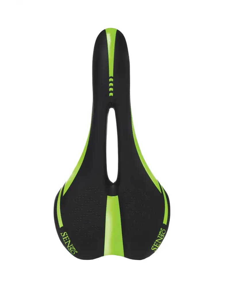Velo Velo Saddle, Senso Line, Model Sport 3274, Black/Green Fluo Color
