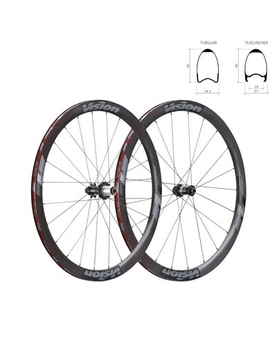 Vision Metron 40 SL Disc Brake Wheelset - TLR Center Lock Clincher, SH 11S B1 Body