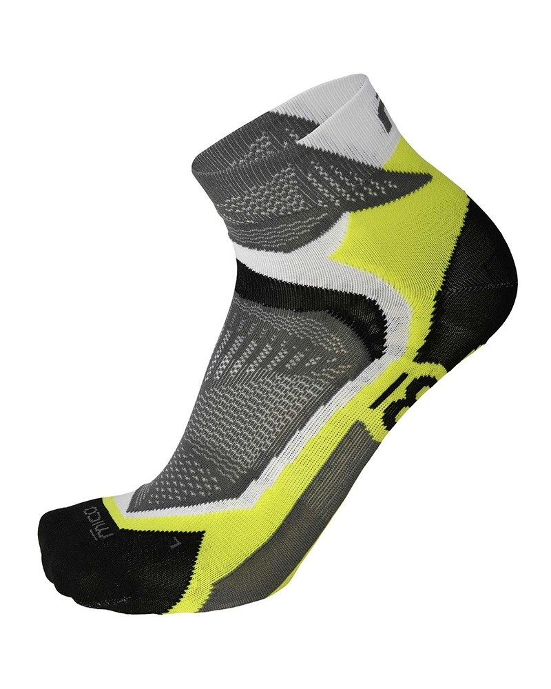 Mico Run X-Performance X-Light Short Socks, White/Fluo Yellow