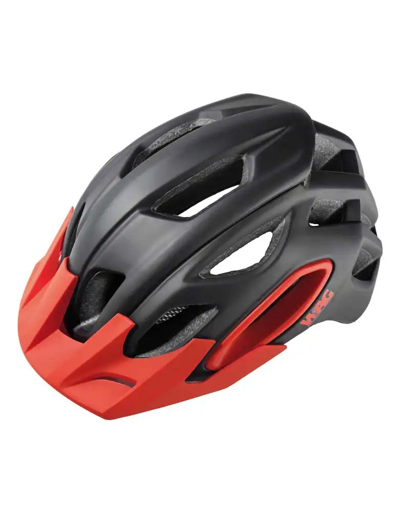 Wag Casco MTB OakIn-Mould Conehead, Taglia M Nero/Rosso Visiera di Ricambio Nera Inclusa