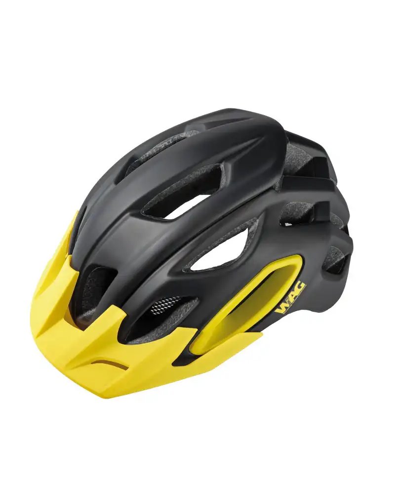 Wag Casco MTB OakIn-Mould Conehead, Taglia L Nero/Giallo Visiera di Ricambio Nera Inclusa
