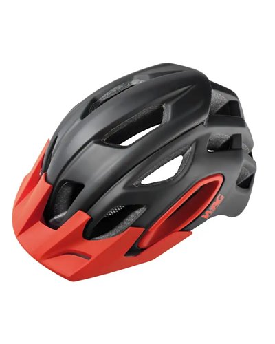 Wag MTB Helmet For Adult Oak, In-Mould , Size L. Black/Red. Black Spare Visor Included.