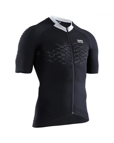 X-Bionic The Trick 4.0 Bike Zip SS Men's Cycling Short Sleeve Tee, Opal Black/Arctic White