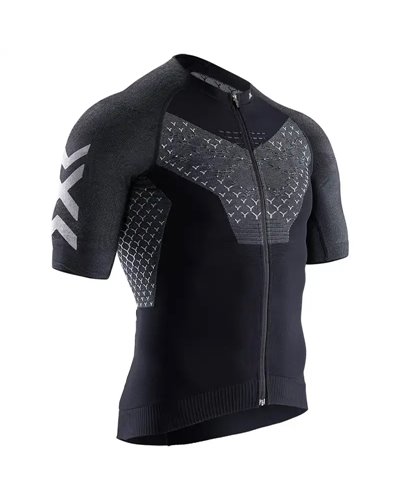 X-Bionic Twyce 4.0 Bike Zip Maglia Maniche Corte Uomo, Opal Black/Arctic White