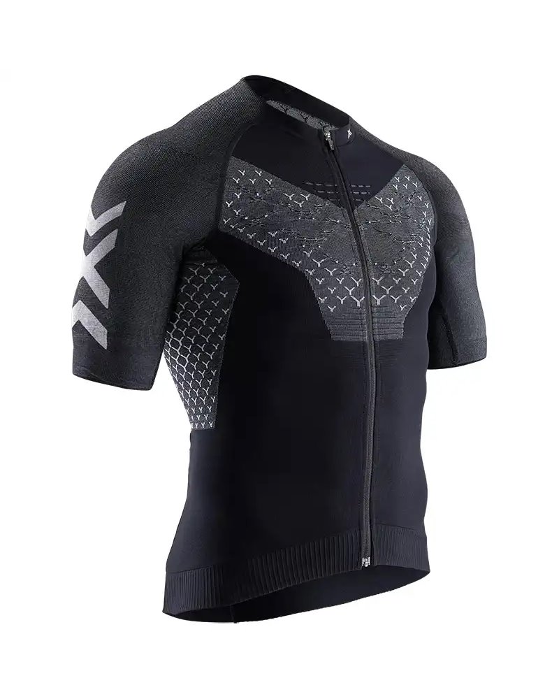 X-Bionic Twyce 4.0 Bike Zip Maglia Maniche Corte Uomo, Opal Black/Arctic White