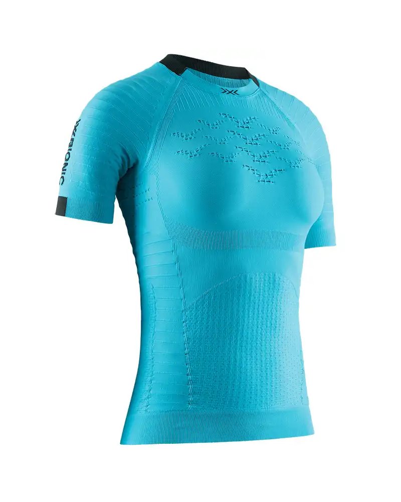 X-Bionic Effektor 4D Run Women's Running Short Sleeve Shirt, Turquoise/Opal Black