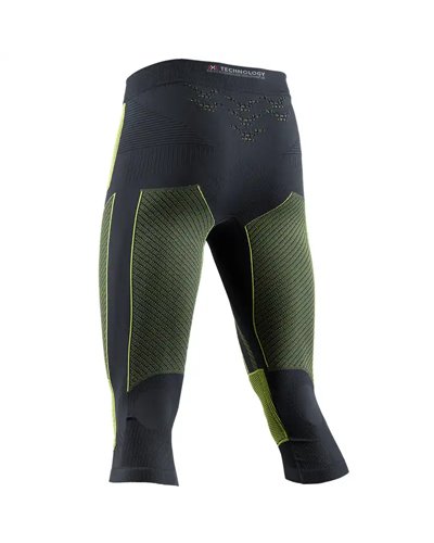 X-Bionic Energy Accumulator 4.0 Calzamaglia 3/4 Baselayer Uomo, Charcoal/Yellow