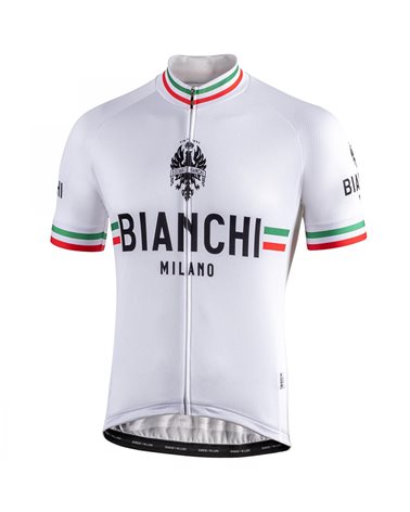 Bianchi Milano Isalle Maglia Maniche Corte Uomo Full Zip, Bianco ST
