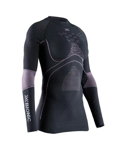 X-Bionic Energy Accumulator 4.0 Women's Long Sleeve Round Neck Shirt, Charcoal/Magnolia