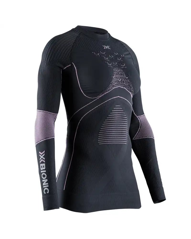 X-Bionic Energy Accumulator 4.0 Women's Long Sleeve Round Neck Shirt, Charcoal/Magnolia