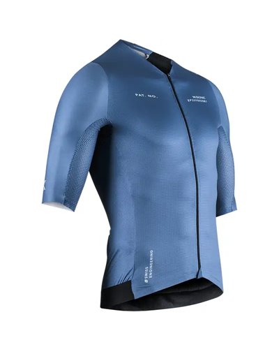 X-Bionic Corefusion Aero Men's Cycling Full Zip Short Sleeve Shirt, Mineral Blue