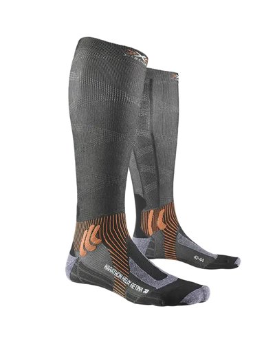 X-Bionic X-Socks Marathon Helix Retina 4.0 Running Socks, Stone Grey Melange/X-Orange