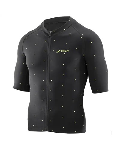 XTech Star Full Zip Maglia Maniche Corte Uomo, Nero/Giallo