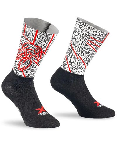 XTech Crono-2 Aerodynamic Ciclyng Socks, Black/White