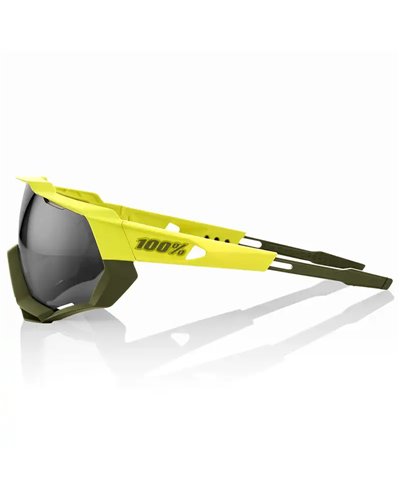 100% SpeedTrap Glasses Soft Tact Banana - Black Mirror Lens + Clear Lens