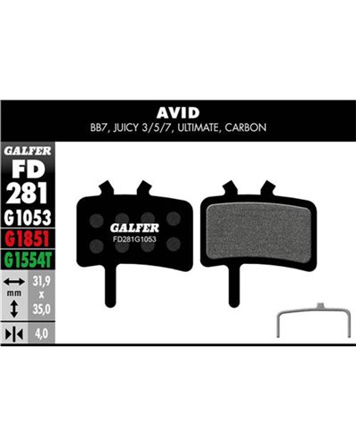 Galfer Bike Standard Pastiglie Freno Avid BB7/Juicy 3/5/7/Ultimate/Carbon - Promax DSK-950