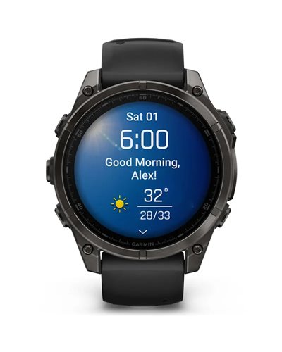 Garmin Fenix 8 Sapphire AMOLED Case 47mm GPS Watch Wrist-Based HR, Titanium Carbon Grey DLC/Pebble Grey