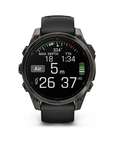 Garmin Fenix 8 Sapphire AMOLED Case 47mm GPS Watch Wrist-Based HR, Titanium Carbon Grey DLC/Pebble Grey