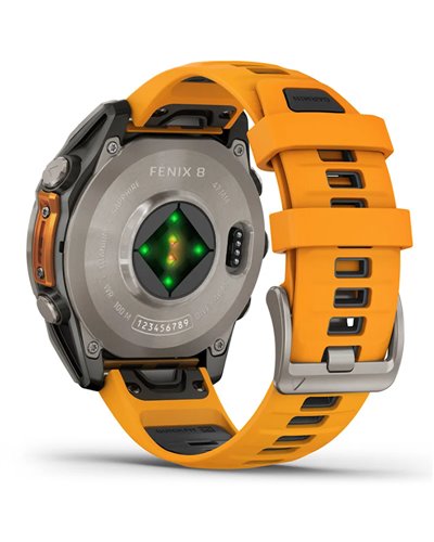 Garmin Fenix 8 Sapphire AMOLED Case 47mm GPS Watch Wrist-Based HR, Titanium/Spark Orange/Grafite