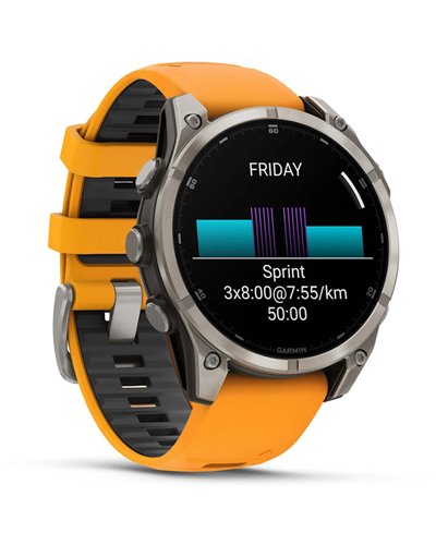 Garmin Fenix 8 Sapphire AMOLED Case 47mm GPS Watch Wrist-Based HR, Titanium/Spark Orange/Grafite