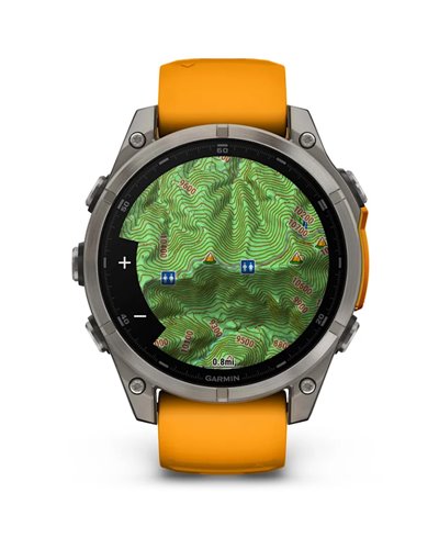 Garmin Fenix 8 Sapphire AMOLED Case 47mm GPS Watch Wrist-Based HR, Titanium/Spark Orange/Grafite