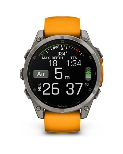 Garmin Fenix 8 Sapphire AMOLED Case 47mm GPS Watch Wrist-Based HR, Titanium/Spark Orange/Grafite