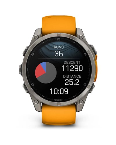 Garmin Fenix 8 Sapphire AMOLED Case 47mm GPS Watch Wrist-Based HR, Titanium/Spark Orange/Grafite