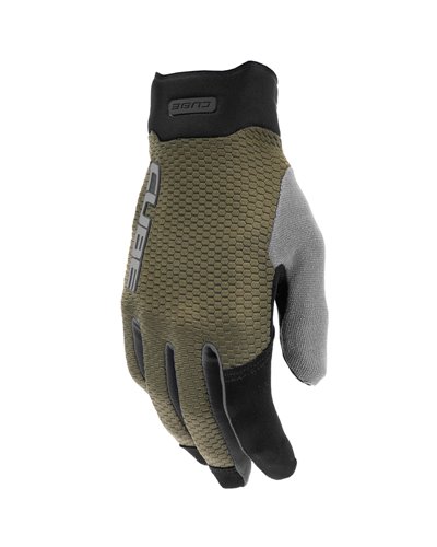 Cube Gravity Guanti MTB, Verde Oliva/Grigio