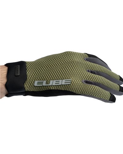 Cube Gravity Guanti MTB, Verde Oliva/Grigio