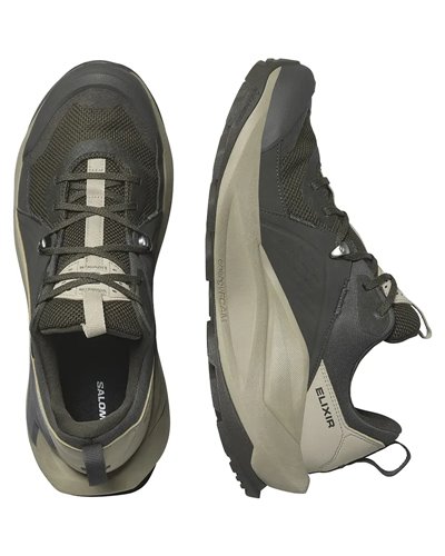 Salomon Elixir GTX Gore-Tex Scarpe Trekking Uomo, Peat/Vintage Khaki/Castlerock