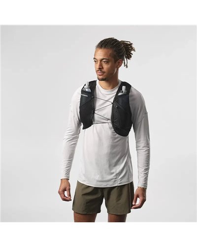 Salomon Active Skin 4 Set Hydration Running Pack/Vest, Black/Metal (2 500 ml Soft Flask Included)