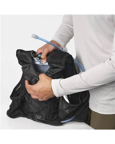 Salomon Active Skin 4 Set Hydration Running Pack/Vest, Black/Metal (2 500 ml Soft Flask Included)