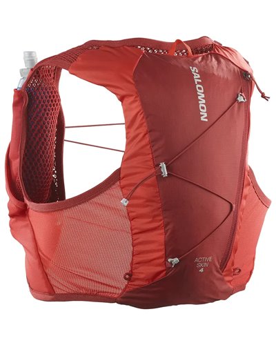 Salomon Active Skin 4 Set Hydration Running Pack/Vest, Red Dahlia/High Risk Red (2 500 ml Soft Flask Included)