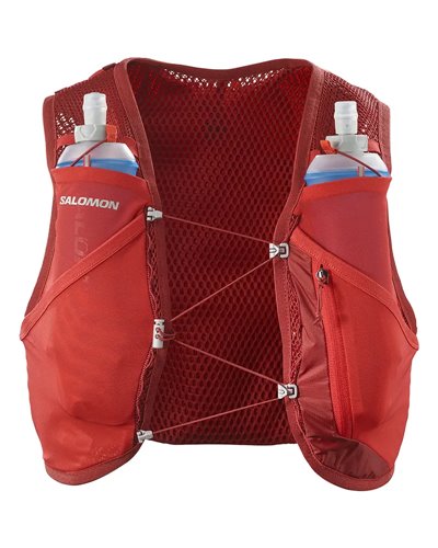 Salomon Active Skin 4 Set Hydration Running Pack/Vest, Red Dahlia/High Risk Red (2 500 ml Soft Flask Included)