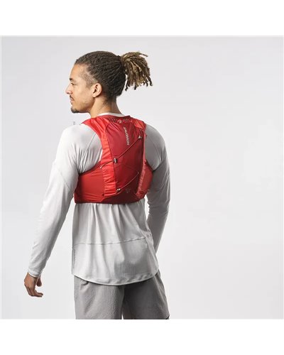 Salomon Active Skin 4 Set Hydration Running Pack/Vest, Red Dahlia/High Risk Red (2 500 ml Soft Flask Included)