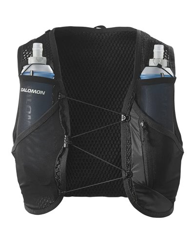 Salomon Active Skin 8 Set Hydration Running Pack/Vest, Black/Metal (2 500 ml Soft Flask Included)