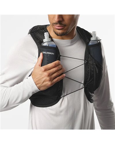 Salomon Active Skin 8 Set Hydration Running Pack/Vest, Black/Metal (2 500 ml Soft Flask Included)