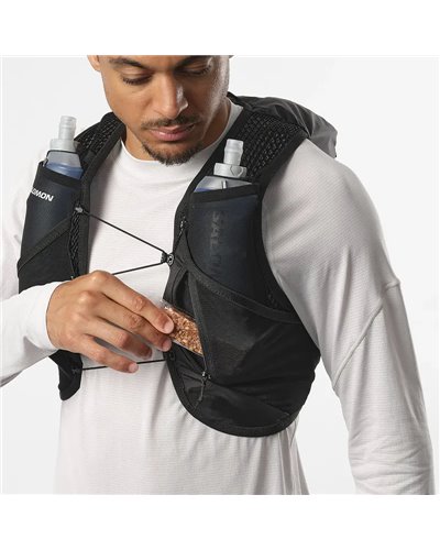 Salomon Active Skin 8 Set Hydration Running Pack/Vest, Black/Metal (2 500 ml Soft Flask Included)