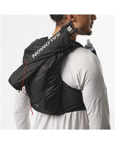 Salomon Active Skin 8 Set Hydration Running Pack/Vest, Black/Metal (2 500 ml Soft Flask Included)