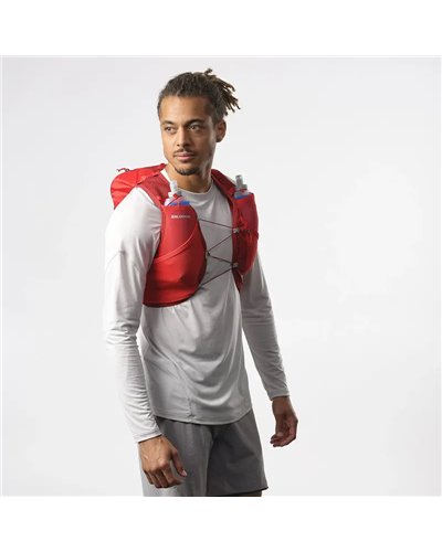Salomon Active Skin 8 Set Hydration Running Pack/Vest, Red Dahlia/High Risk Red (2 500 ml Soft Flask Included)