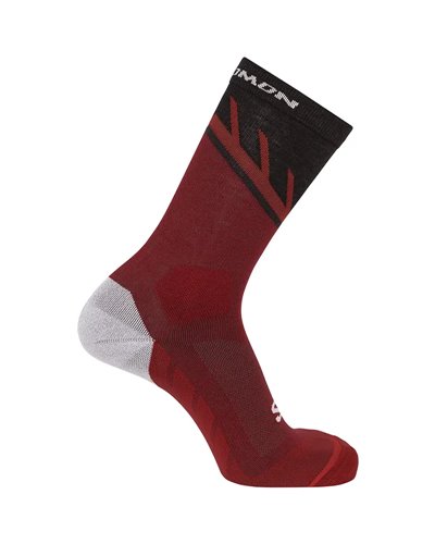 Salomon Speedcross Crew Calze Trail Running Lana Merino, Red Dahlia/Black/Poppy Red
