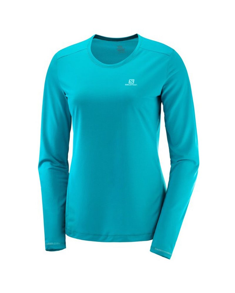 Salomon Agile LS Tee W Women's Trail Running Long Sleeve, Tile Blue