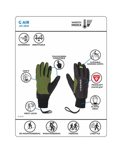 Camp G Air Guanti Invernali Touchscreen Compatibili, Nero/Lime