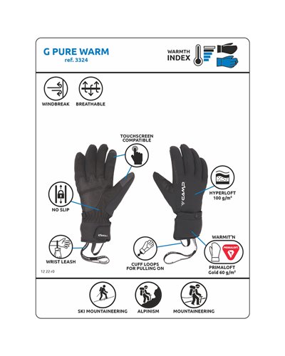 Camp G Pure Warm Guanti Invernali Touchscreen Compatibili, Nero