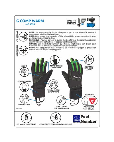 Camp G Comp Warm Winter Gloves Touchscreen Compatible, Black/Green