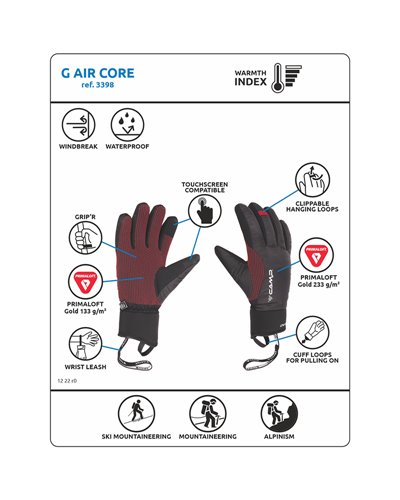 Camp G Core Winter Gloves Touchscreen Compatible, Black/Red