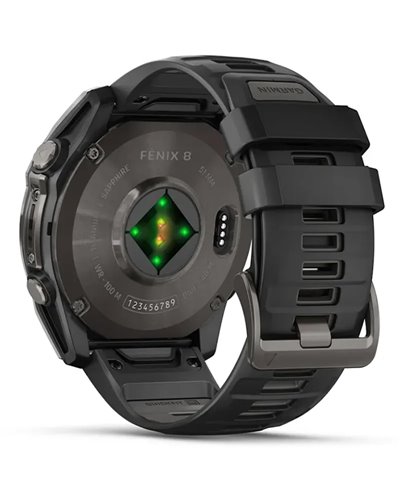 Garmin Fenix 8 Sapphire AMOLED Case 51mm GPS Watch Wrist-Based HR, Titanium Carbon Grey DLC/Black/Pebble Grey