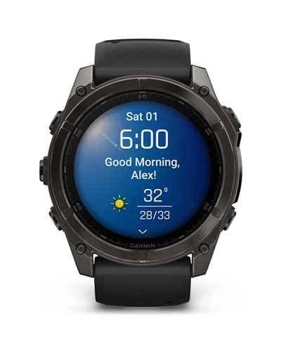 Garmin Fenix 8 Sapphire AMOLED Case 51mm GPS Watch Wrist-Based HR, Titanium Carbon Grey DLC/Black/Pebble Grey